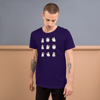 Little Haunts T-Shirt - Left Placement product image 5 in Black Heather, size XL, with front view and left placement.
