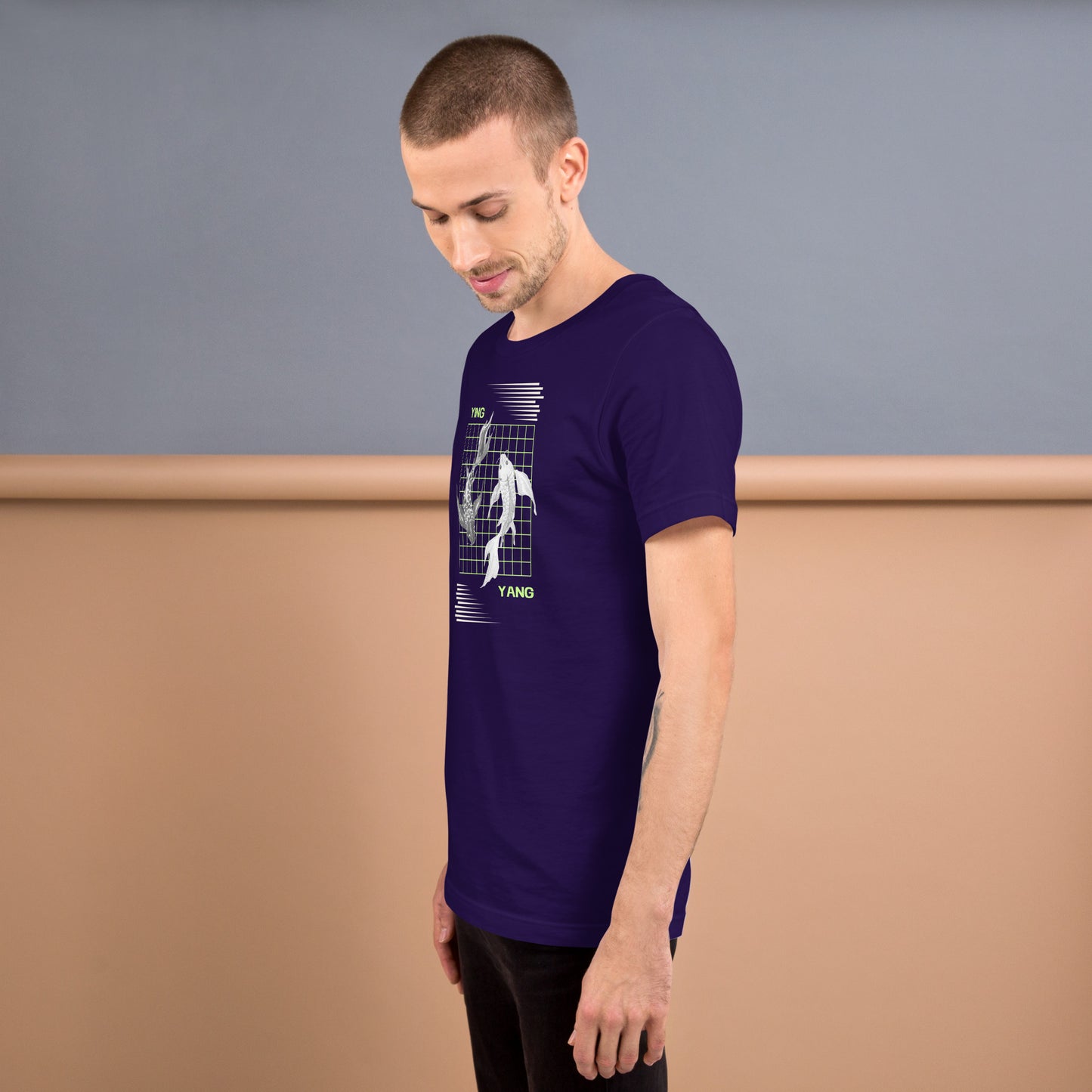 Equinoxe T-Shirt image 11 in Team Purple, size S, showing left-side angle for the Ying and Yang design.