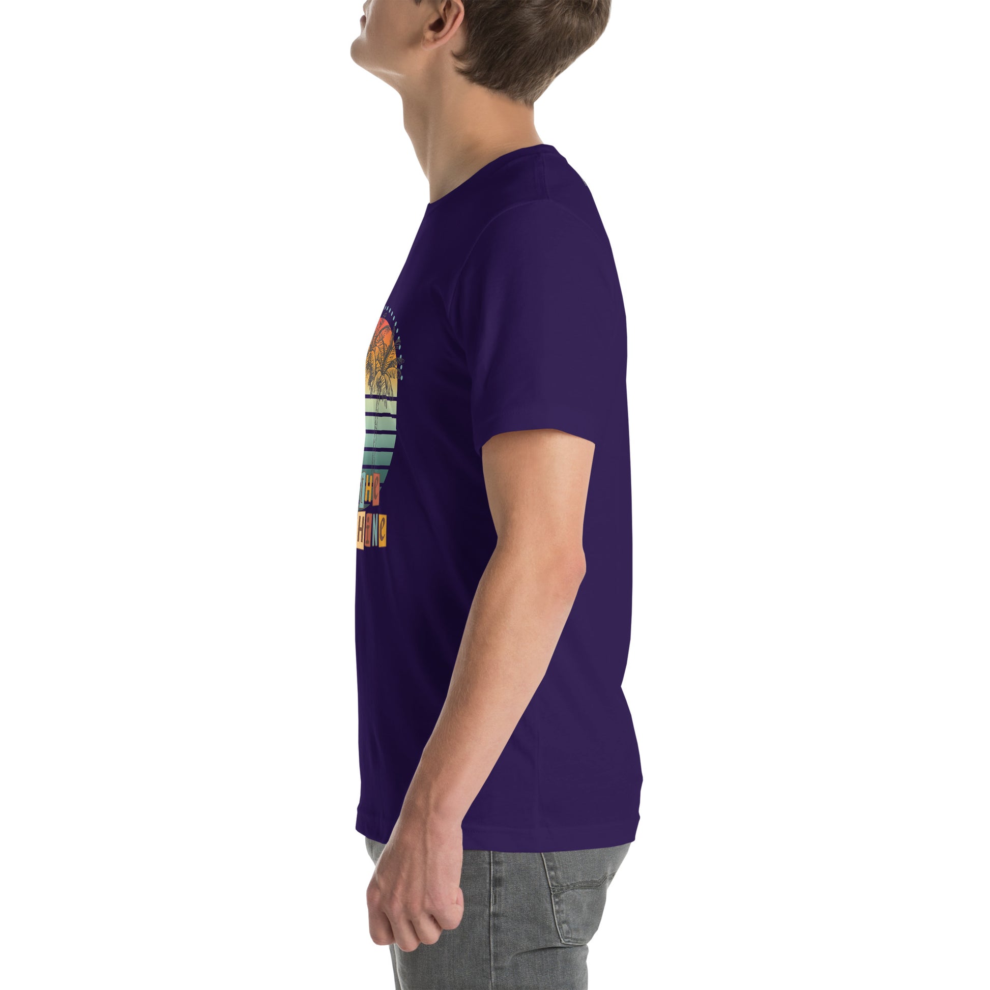 Solara T-Shirt image 13 in Team Purple, size L, showing left-side angle for the Be the Sunshine design.