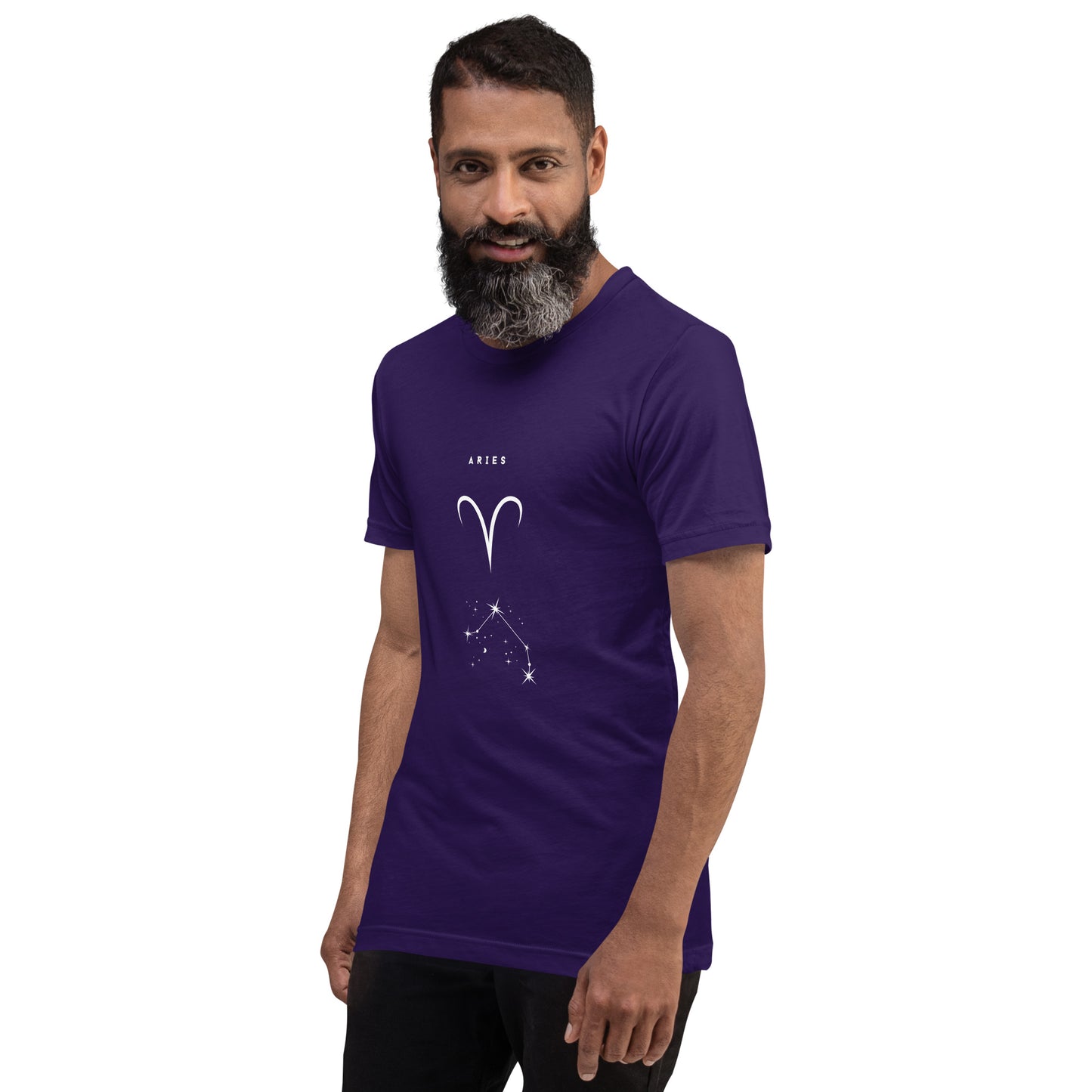 Marsborne T-Shirt - Left Placement image 11 in Team Purple, size XS, showing front view, left-side angle for the Aries design.