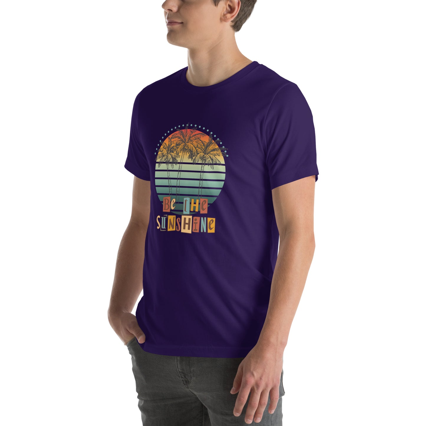Solara T-Shirt by R.A. Apparel, image 15, front view, left-side angle, Team Purple, size 2XL, design placement.