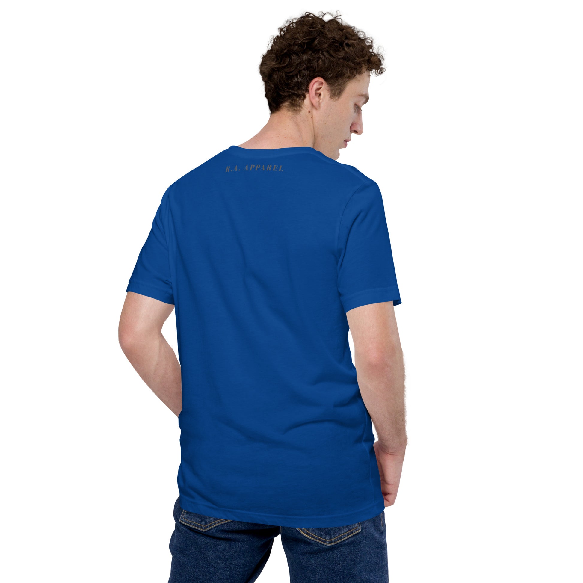 Summitline T-Shirt - Left Placement image 15: Oxblood Black version, size S with back view of the Mountain Range range.