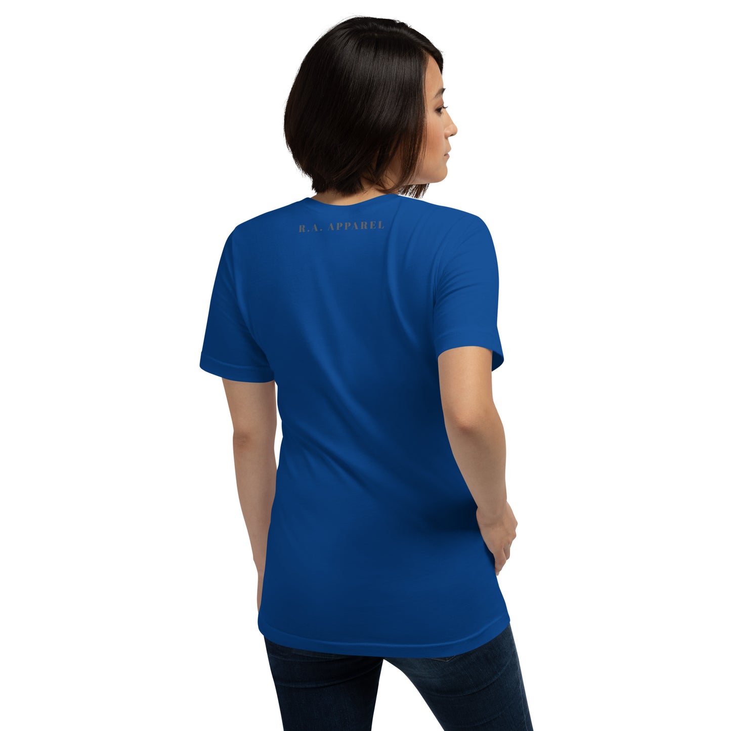Balance Court T-Shirt - Left Placement image 36: Mauve version, size S with back view of the Libra range.
