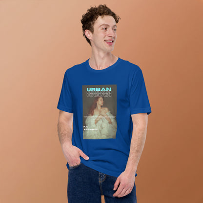 Image 16 of Oxblood Black Urban T-Shirt - Left Placement, size M, with Urban artwork visible in front view.