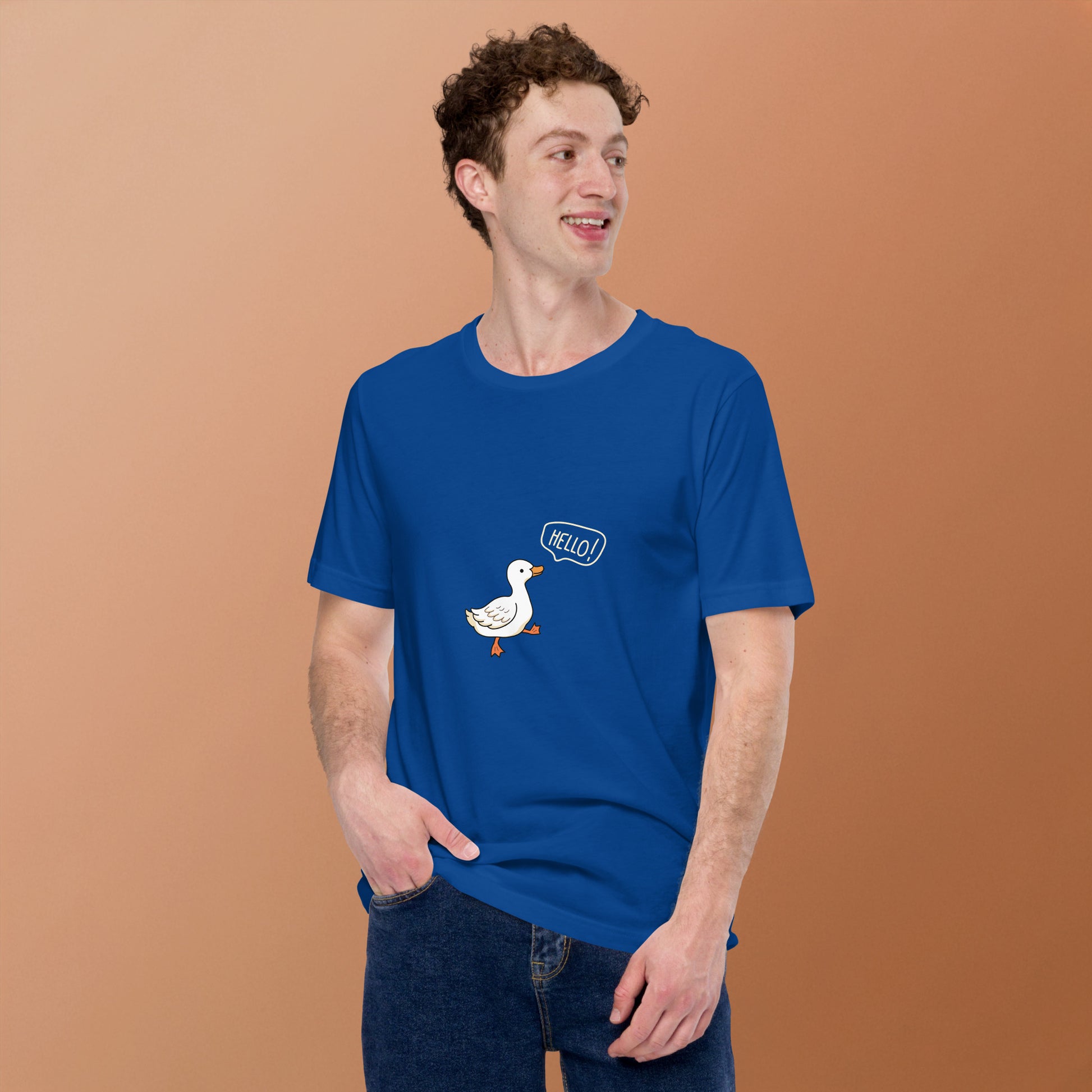 Quacksy T-Shirt by R.A. Apparel, image 35, front view, True Royal, size 2XL, design placement.