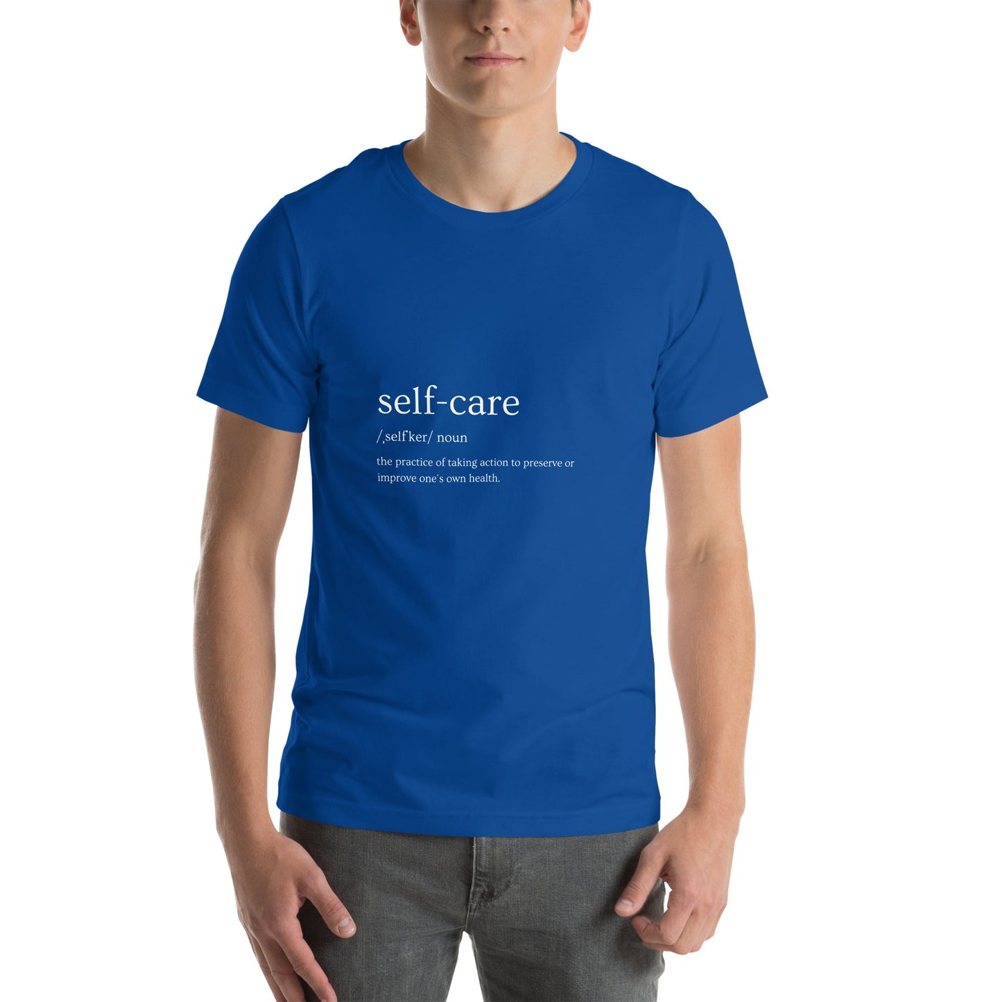 Self Ritual T-Shirt - Left Placement image 11: Black version, size XL with front view of the Self Care range.