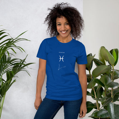 Image 15 of Oxblood Black Tideborn T-Shirt - Left Placement, size S, with Pisces artwork visible in front view.