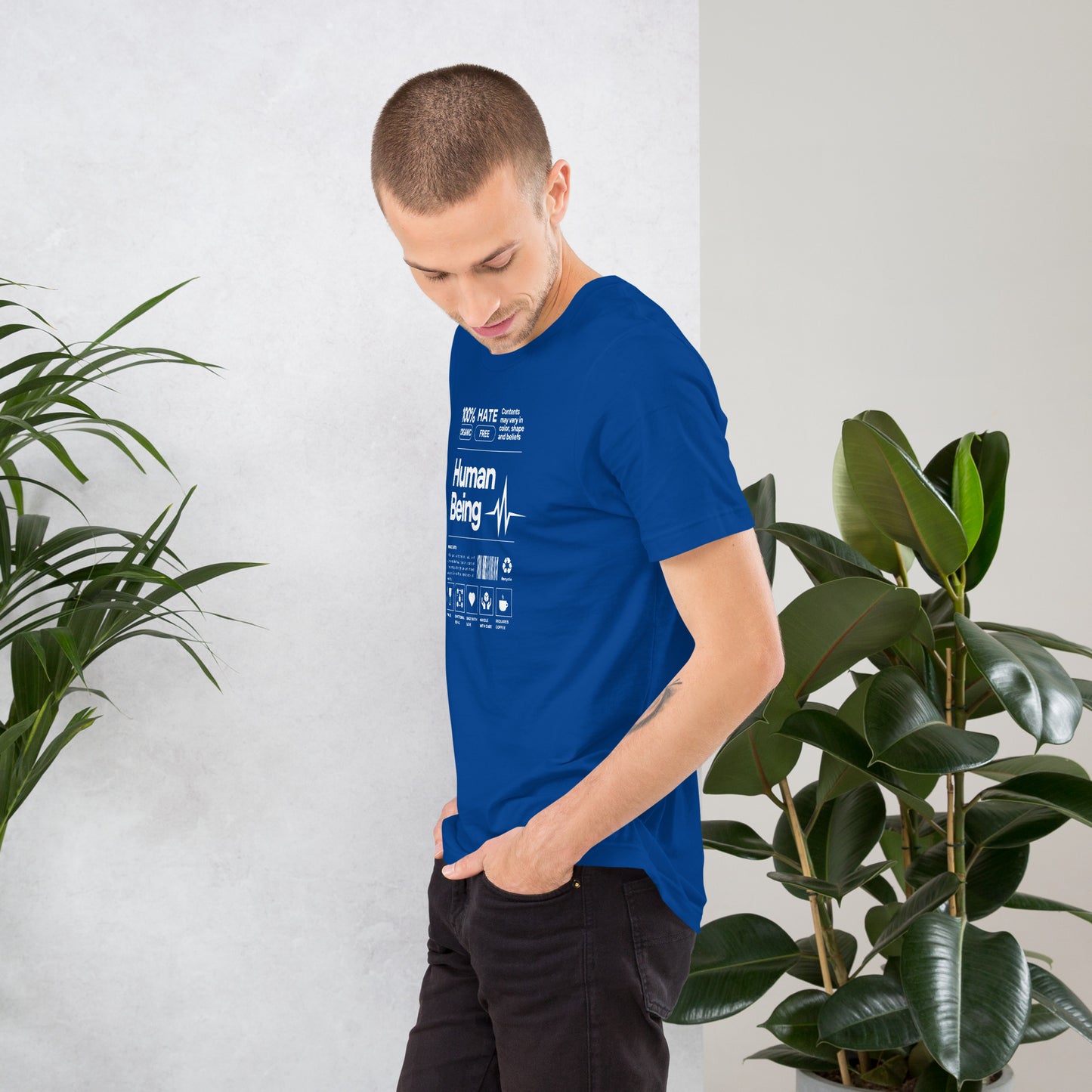 Human Form T-Shirt - Left Placement product image 7 in Black, size XS, with left-side angle and left placement.