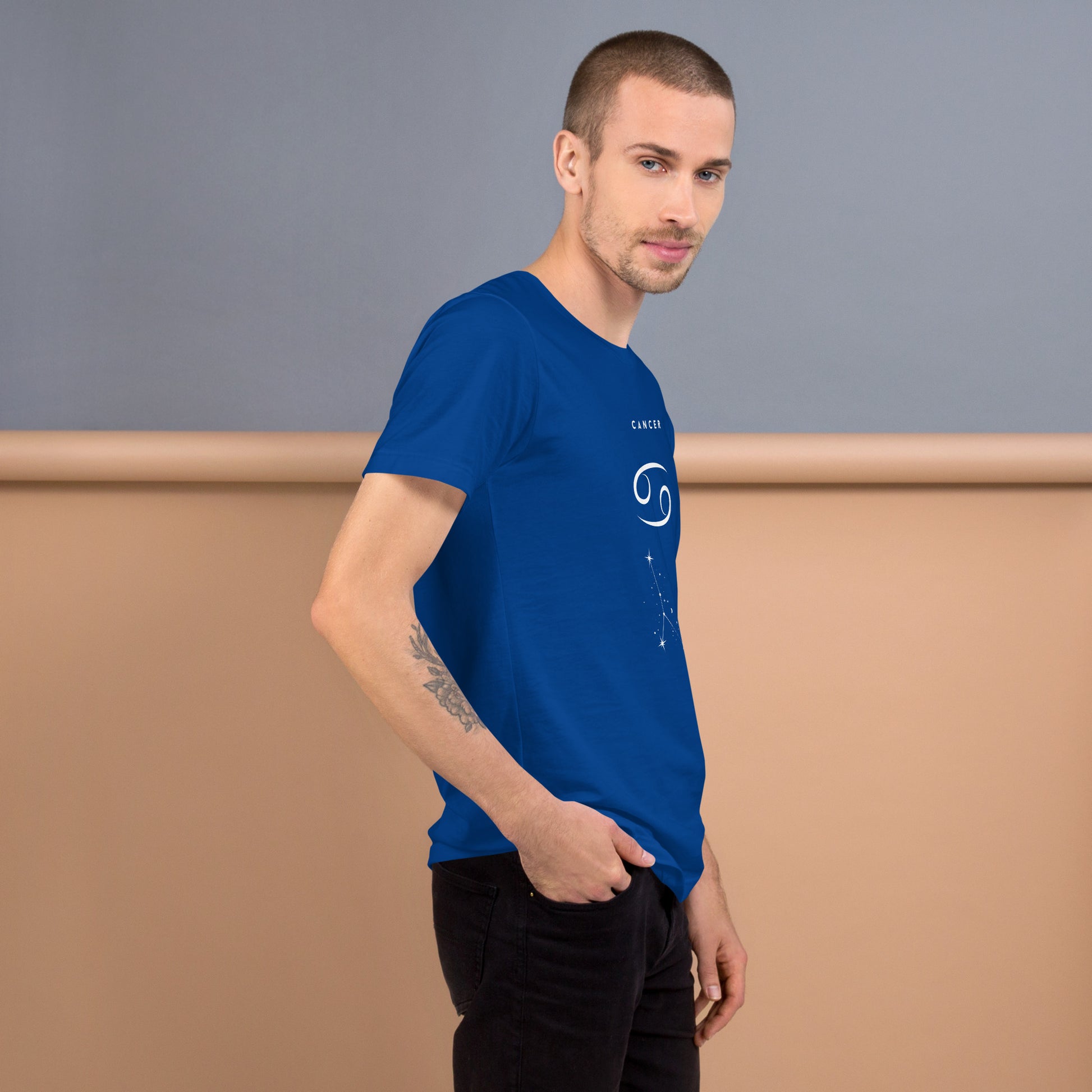 Moonhaven T-Shirt by R.A. Apparel, image 64, right-side angle, Red, size XL, design placement.