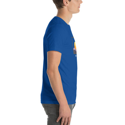 Avenor T-Shirt product image 41 in Berry, size S, with right-side angle and design placement.
