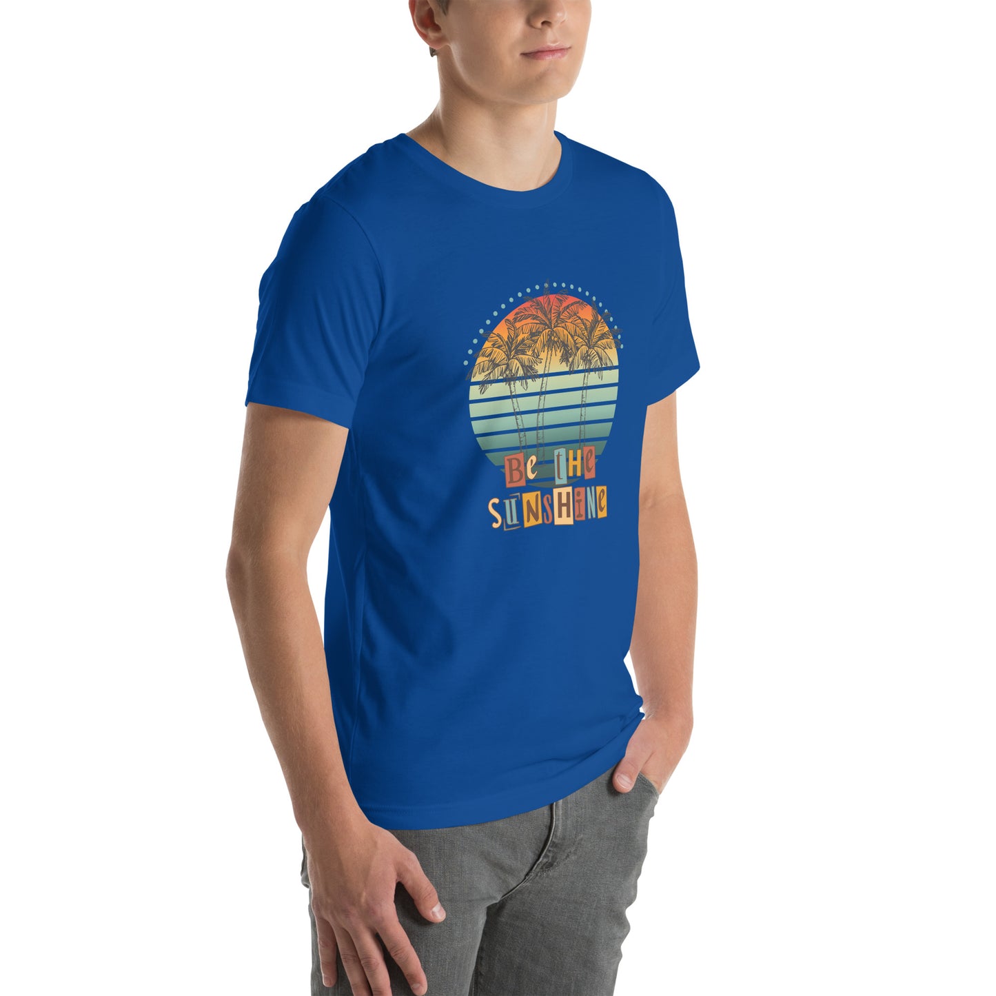 Solara T-Shirt by R.A. Apparel, image 48, front view, right-side angle, Heather Grass Green, size L, design placement.