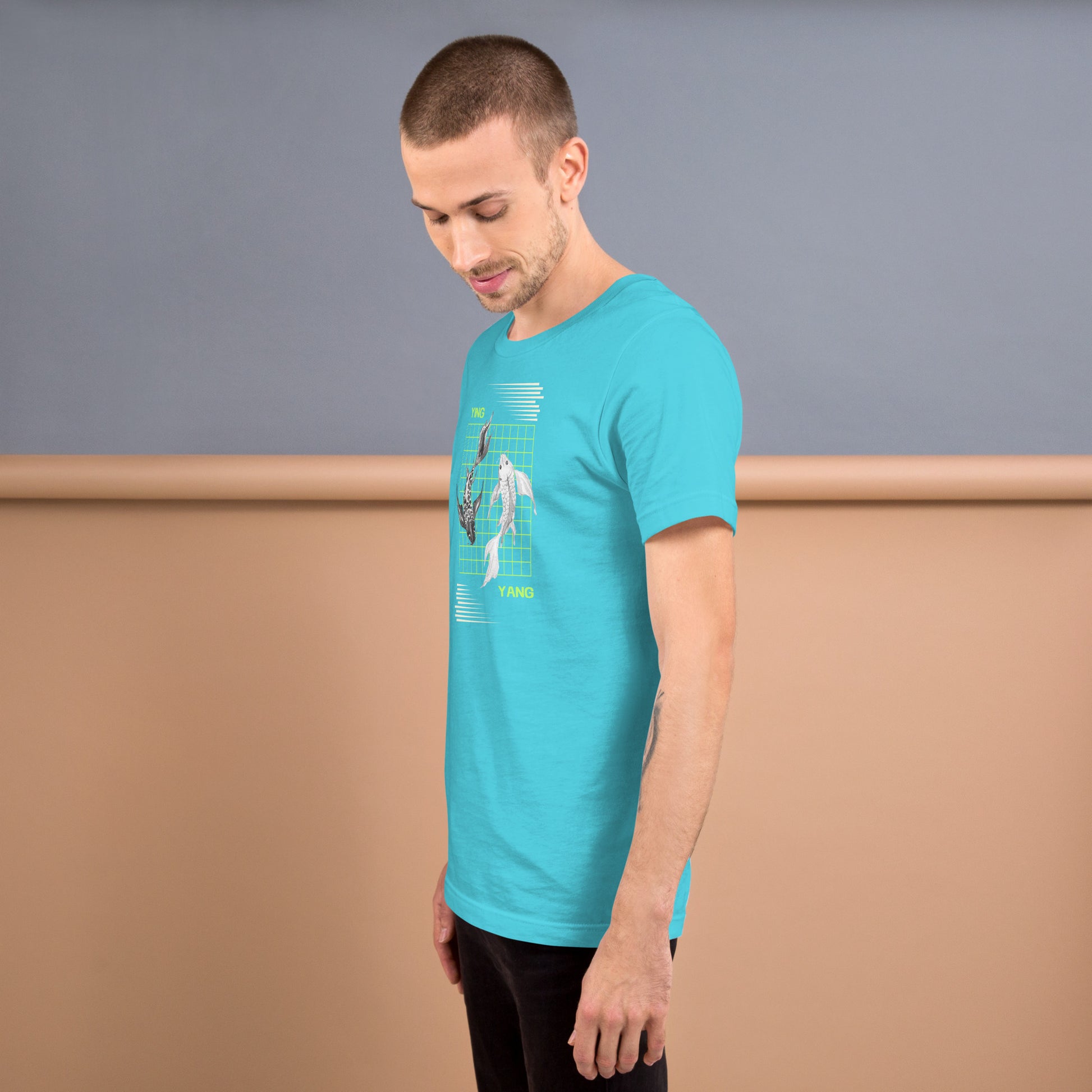 Equinoxe T-Shirt image 67 in Burnt Orange, size M, showing left-side angle for the Ying and Yang design.