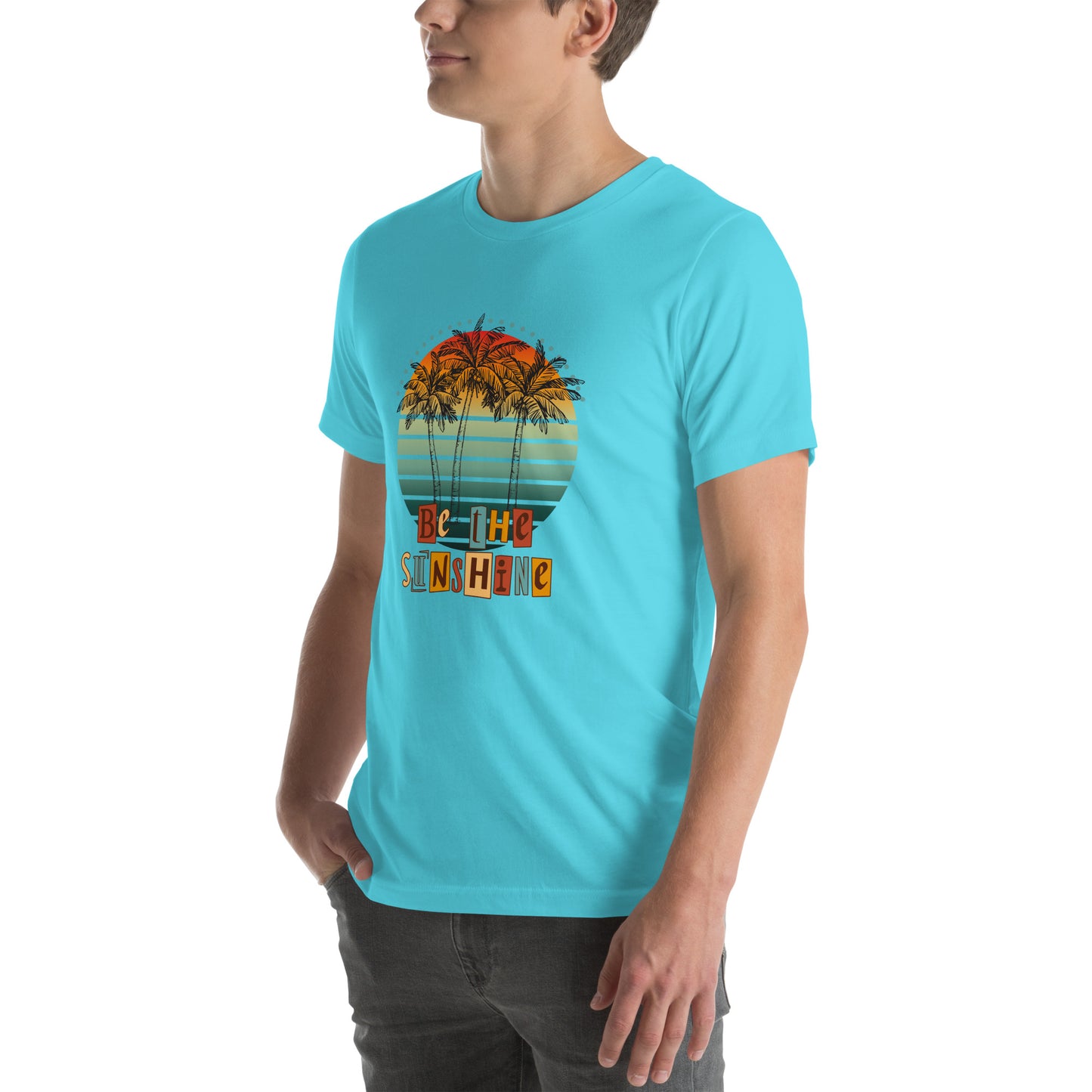 Solara T-Shirt by R.A. Apparel, image 105, front view, left-side angle, selected colour, design placement.