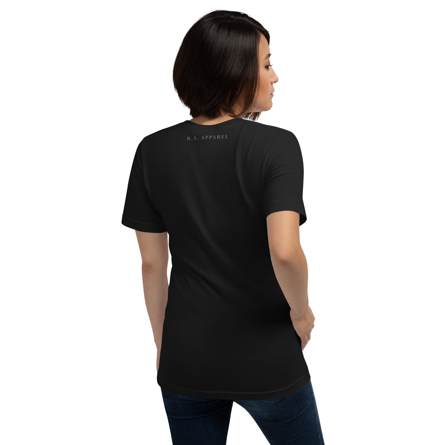 Zenline T-Shirt - Left Placement by R.A. Apparel, image 32, back view, Navy, size M, left placement.