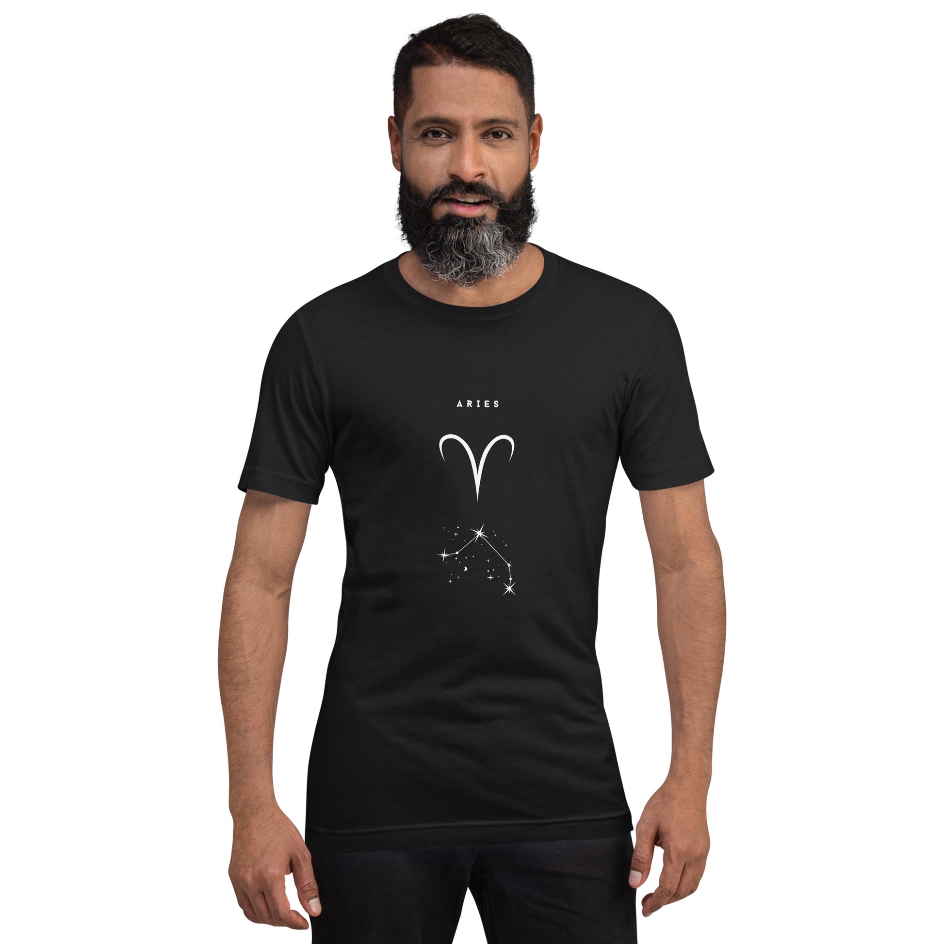 Marsborne T-Shirt - Left Placement image 5 in Black Heather, size XL, showing front view for the Aries design.