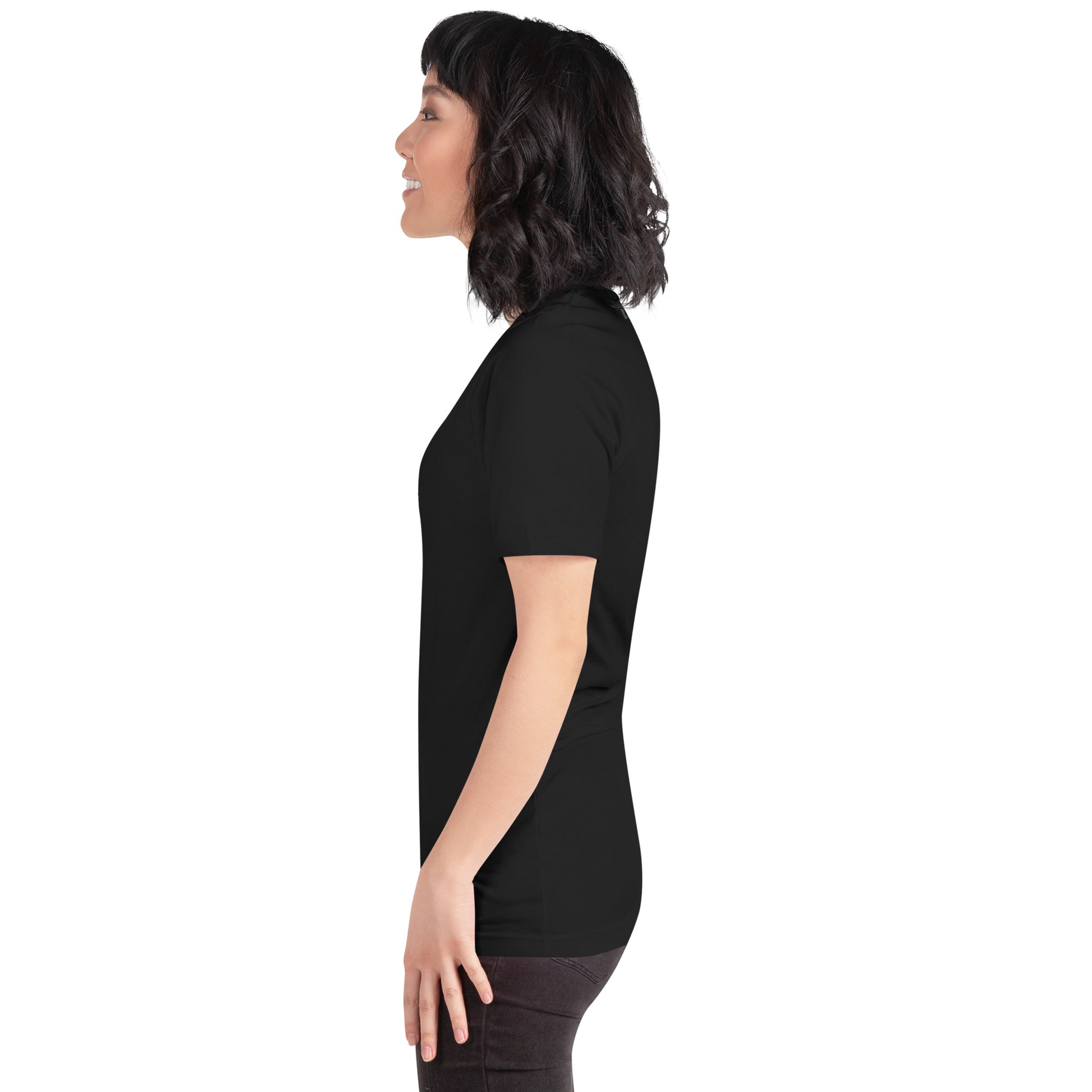 Quiet Peace T-Shirt - Left Placement image 40: Heather Navy version, size XL with left-side angle of the Peace range.