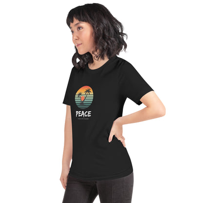 Quiet Peace T-Shirt - Left Placement by R.A. Apparel, image 39, front view, left-side angle, Heather Navy, size L, left placement.