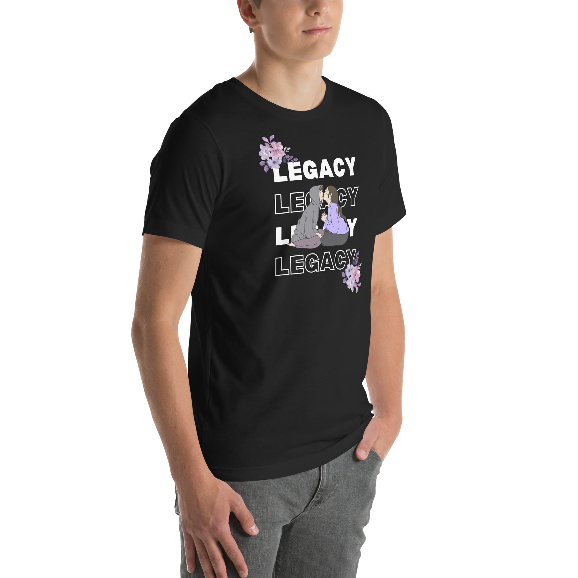 Heirloom T-Shirt - Left Placement product image 22 in Navy, size XS, with front view, right-side angle and left placement.