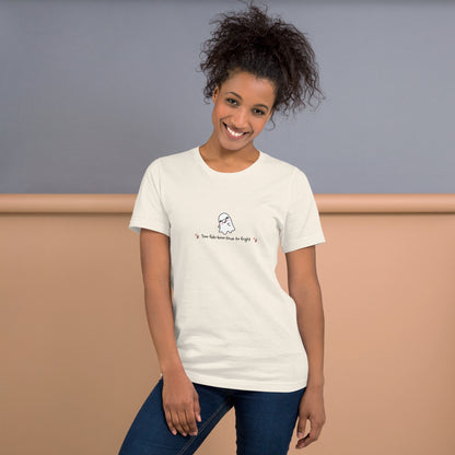 Boo Luxe T-Shirt - Left Placement product image 37 in Heather Prism Ice Blue, size L, with front view and left placement.
