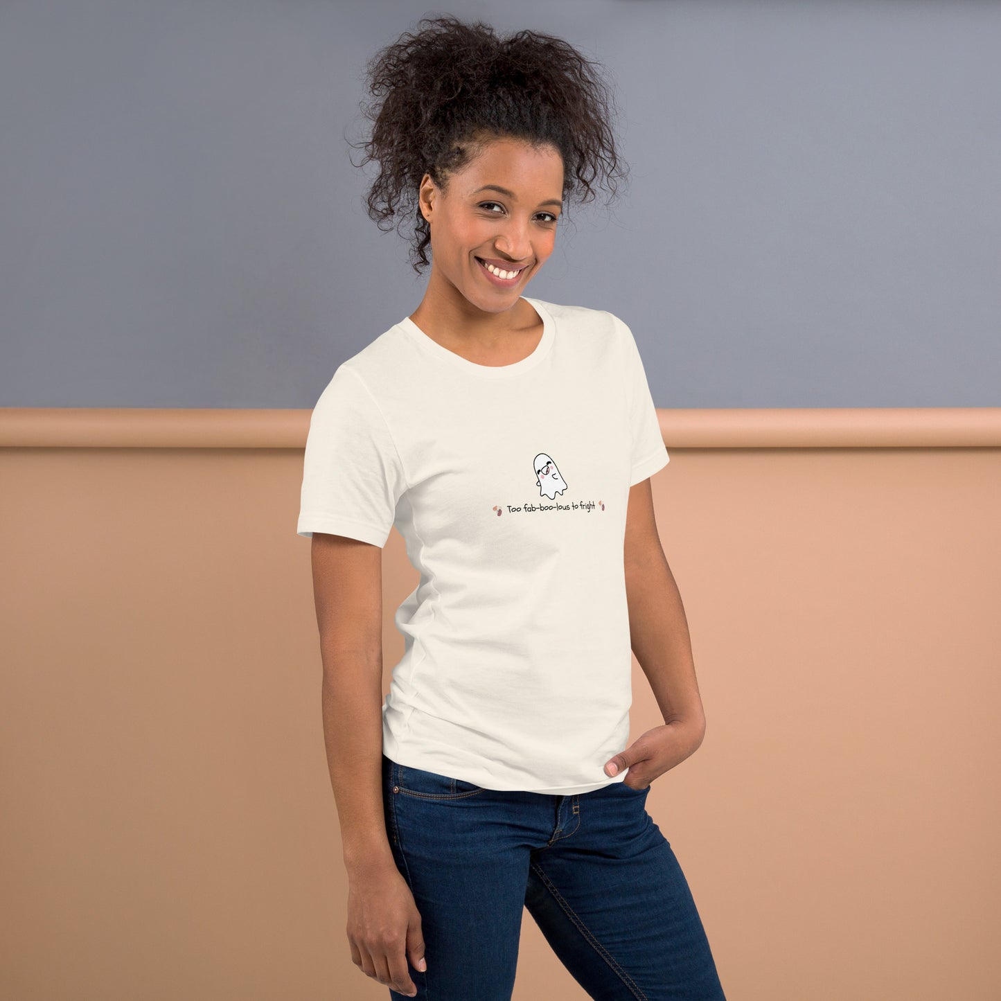 Boo Luxe T-Shirt - Left Placement product image 38 in Heather Prism Ice Blue, size XL, with right-side angle and left placement.