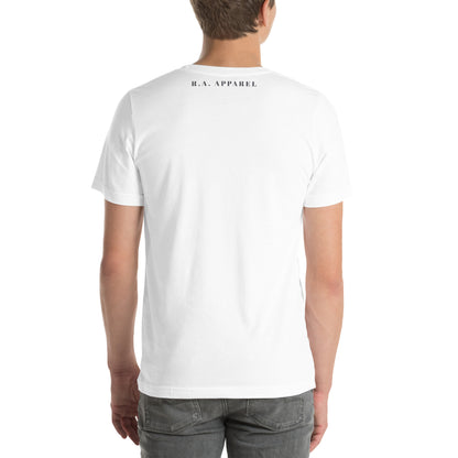 Wild Call T-Shirt - Left Placement image 2 in Heather Prism Peach, size M, showing back view for the Rawr design.