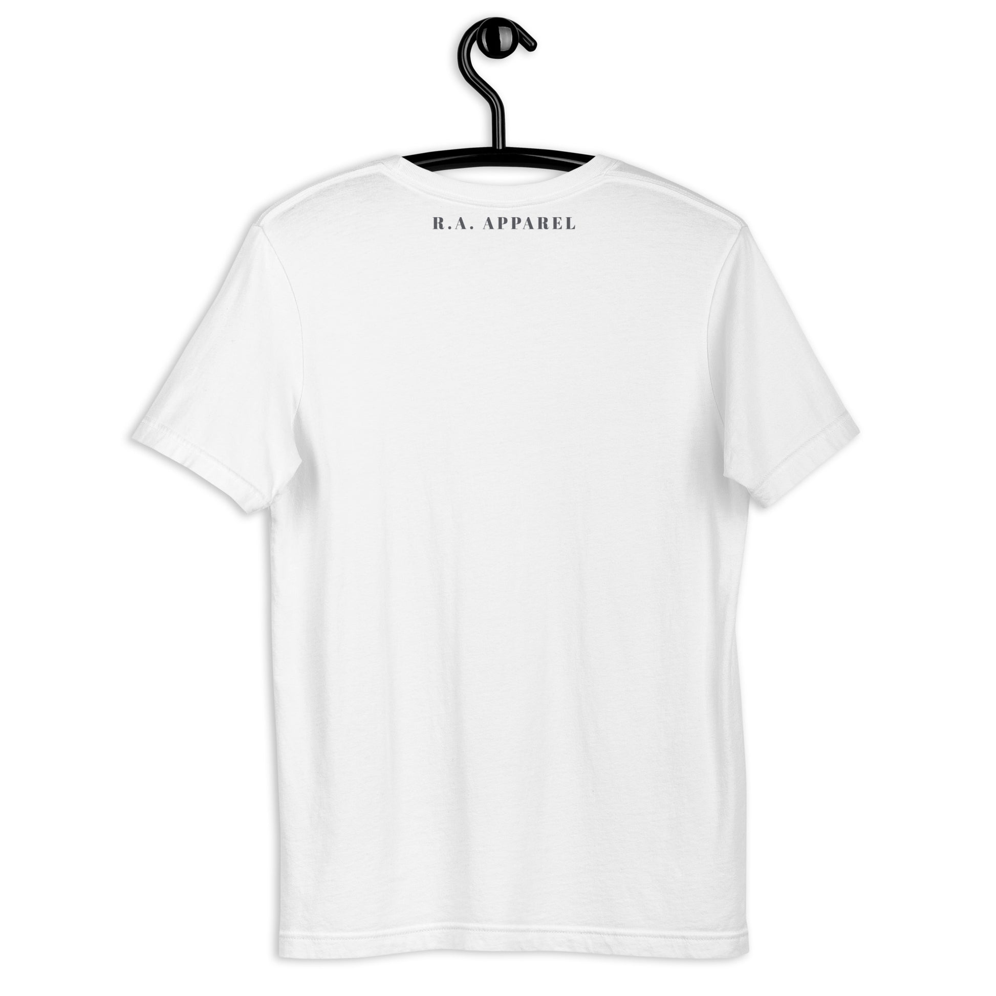 Northern Run T-Shirt - Left Placement image 3: Heather Prism Peach version, size L with back view of the Reindeer range.