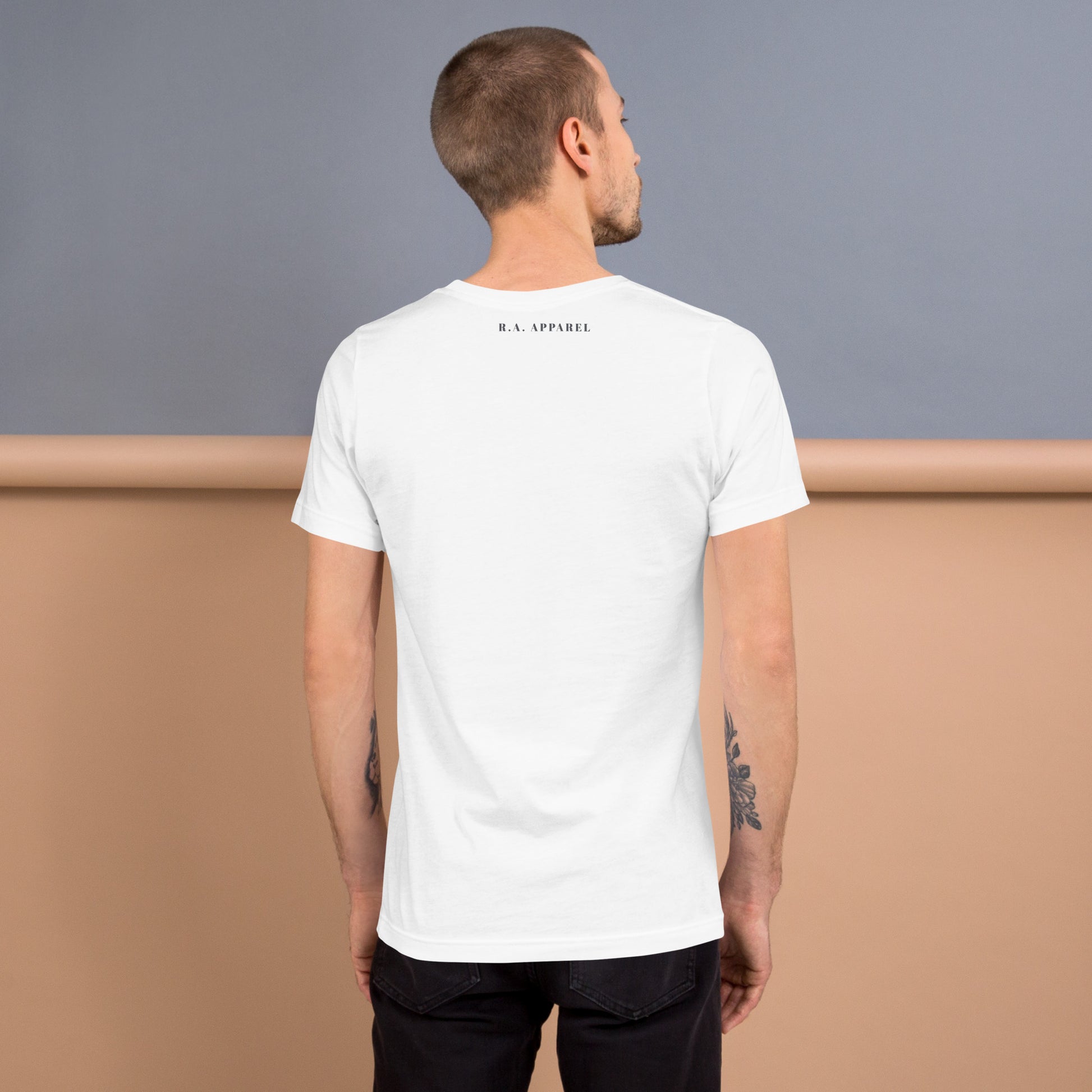 Focusline T-Shirt - Left Placement image 2 in Black Heather, size S, showing back view for the Pure Focus design.
