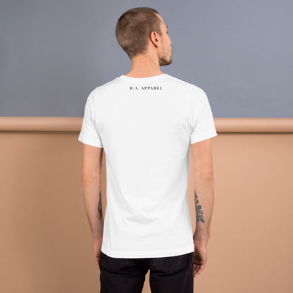 Image 78 of Heather Yellow Gold Equinoxe T-Shirt, size L, with Ying and Yang artwork visible in back view.