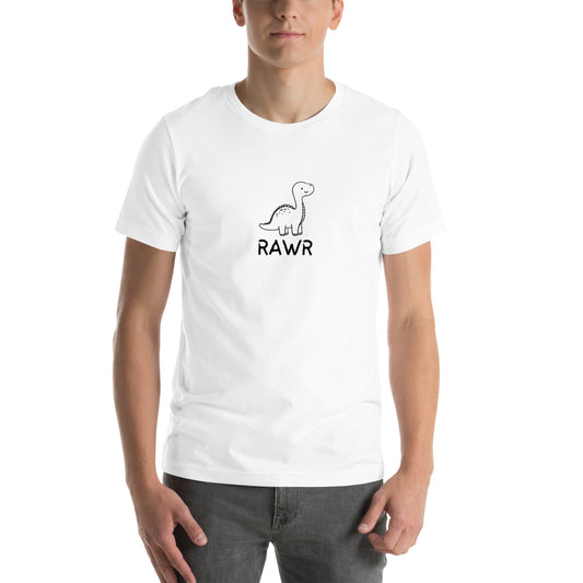 Wild Call T-Shirt - Left Placement image 1: Heather Prism Peach version, size S with front view of the Rawr range.