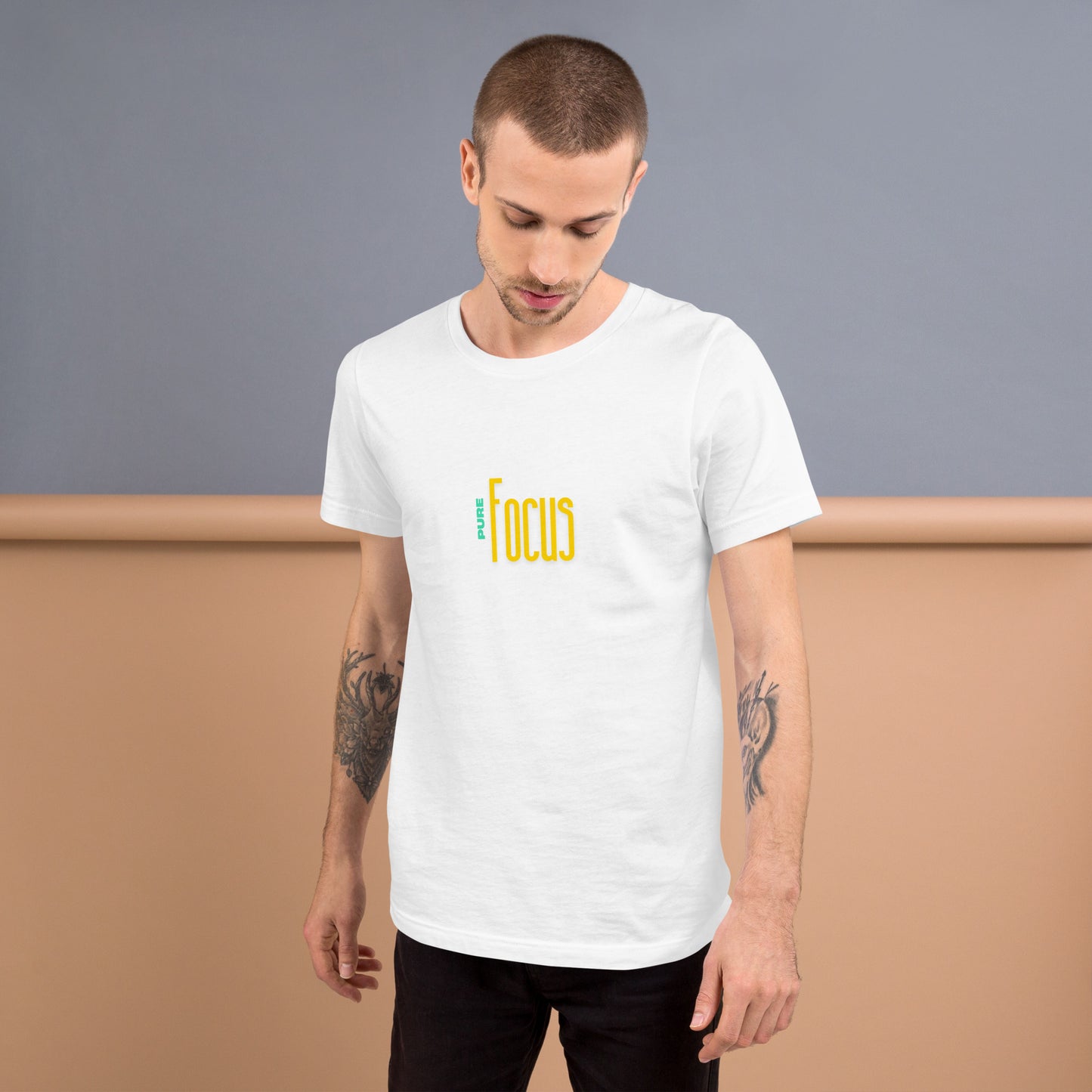Focusline T-Shirt - Left Placement image 1 in Black Heather, size XS, showing front view for the Pure Focus design.