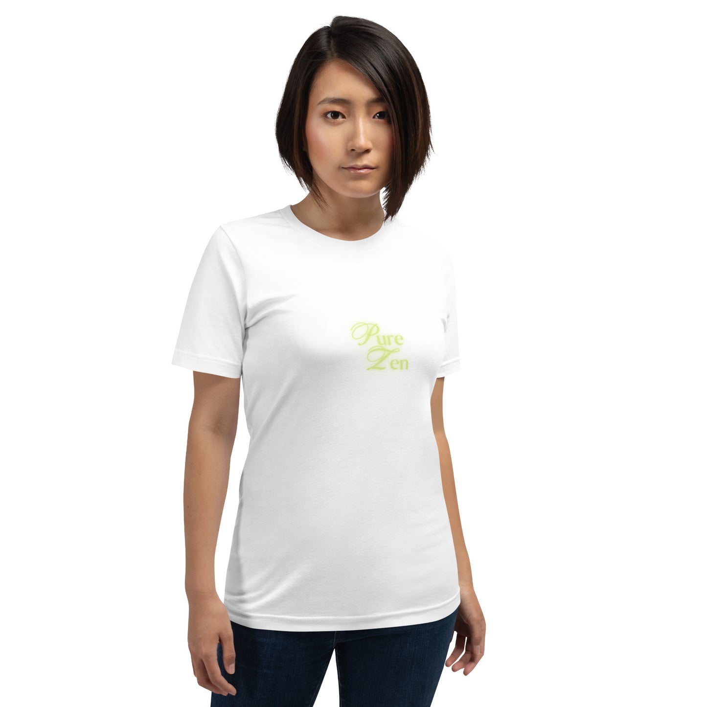 Zenline T-Shirt - Left Placement image 1: Black Heather version, size XS with front view of the Pure Zen range.