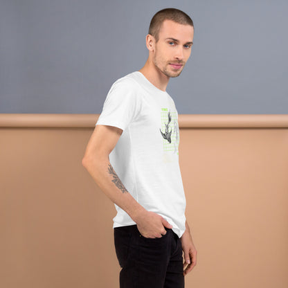 Equinoxe T-Shirt by R.A. Apparel, image 80, right-side angle, Heather Yellow Gold, size 2XL, design placement.