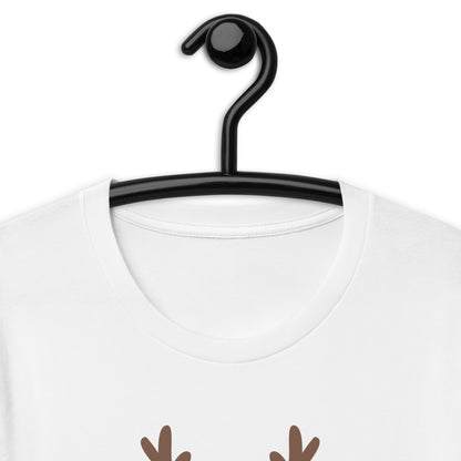 Northern Run T-Shirt - Left Placement image 1 in Heather Prism Peach, size S, showing product view for the Reindeer design.