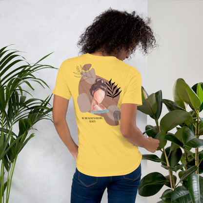 Blind Signal T-Shirt - Left Placement 41 image 14 in Heather Prism Peach, size M, showing back view for the We Are Blind design.