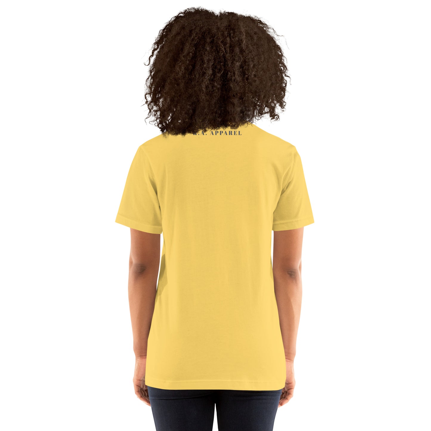 Breathing Room T-Shirt - Left Placement image 22: Athletic Heather version, size S with back view of the Just Breathe range.