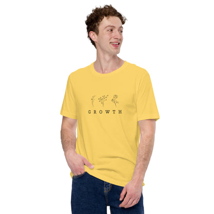 Growthline T-Shirt - Left Placement image 20: Soft Cream version, size S with front view of the Growth range.