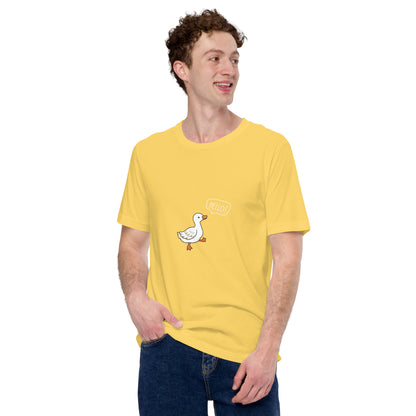 Image 96 of Yellow Quacksy T-Shirt, size S, with Hello Duck artwork visible in front view.