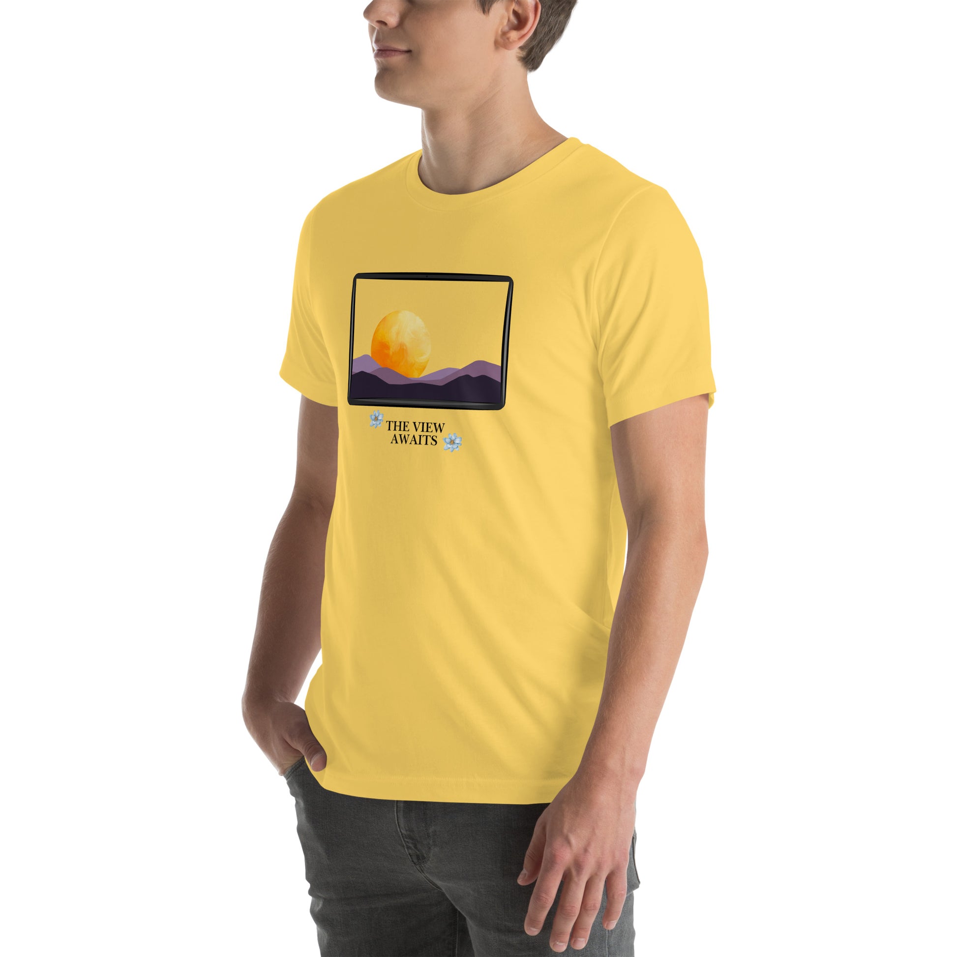 Avenor T-Shirt image 112 in selected colour, showing front view, left-side angle for the The View Awaits design.