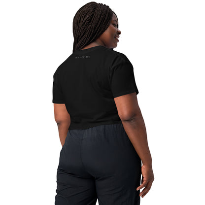 Mood Diary Crop Top - Left Placement by R.A. Apparel, image 5, back view, Black, size XL, left placement.