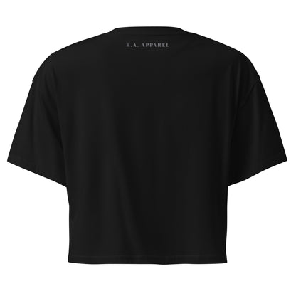 Innerline Crop Top - Left Placement image 1: Black version, size XS with back view of the Look Within range.