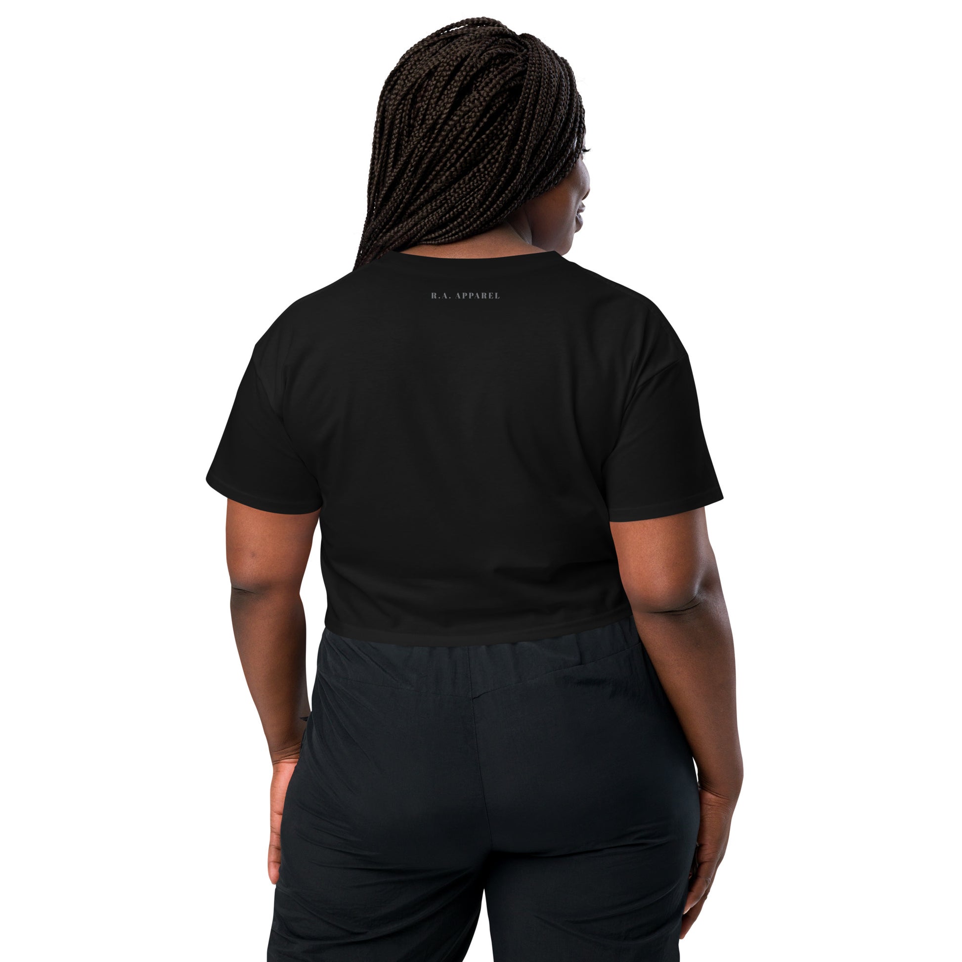 Little Haunts Crop Top - Left Placement product image 4 in Black, size L, with back view and left placement.