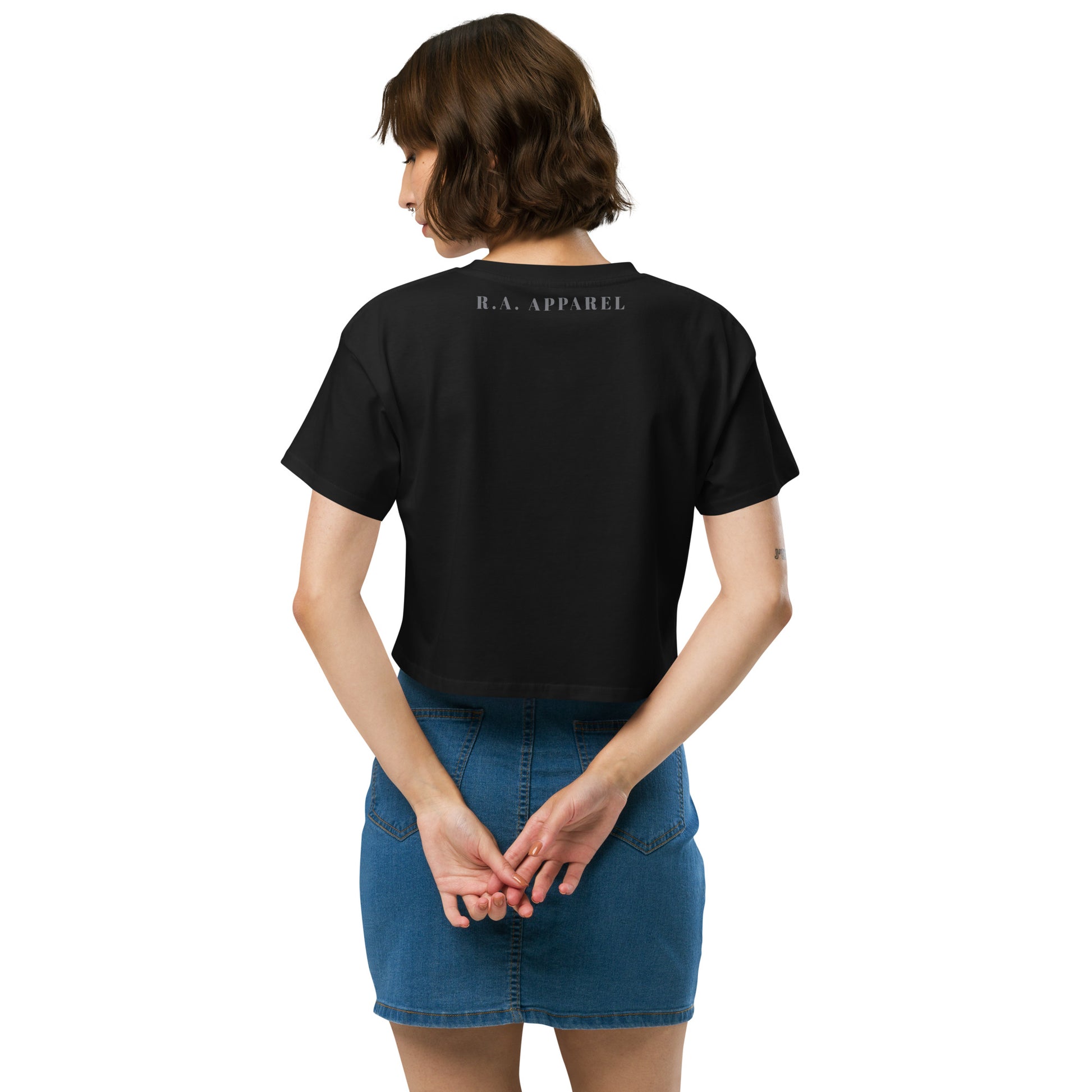 Petaline Crop Top image 4 in Black, size XL, showing back view for the Petal design.