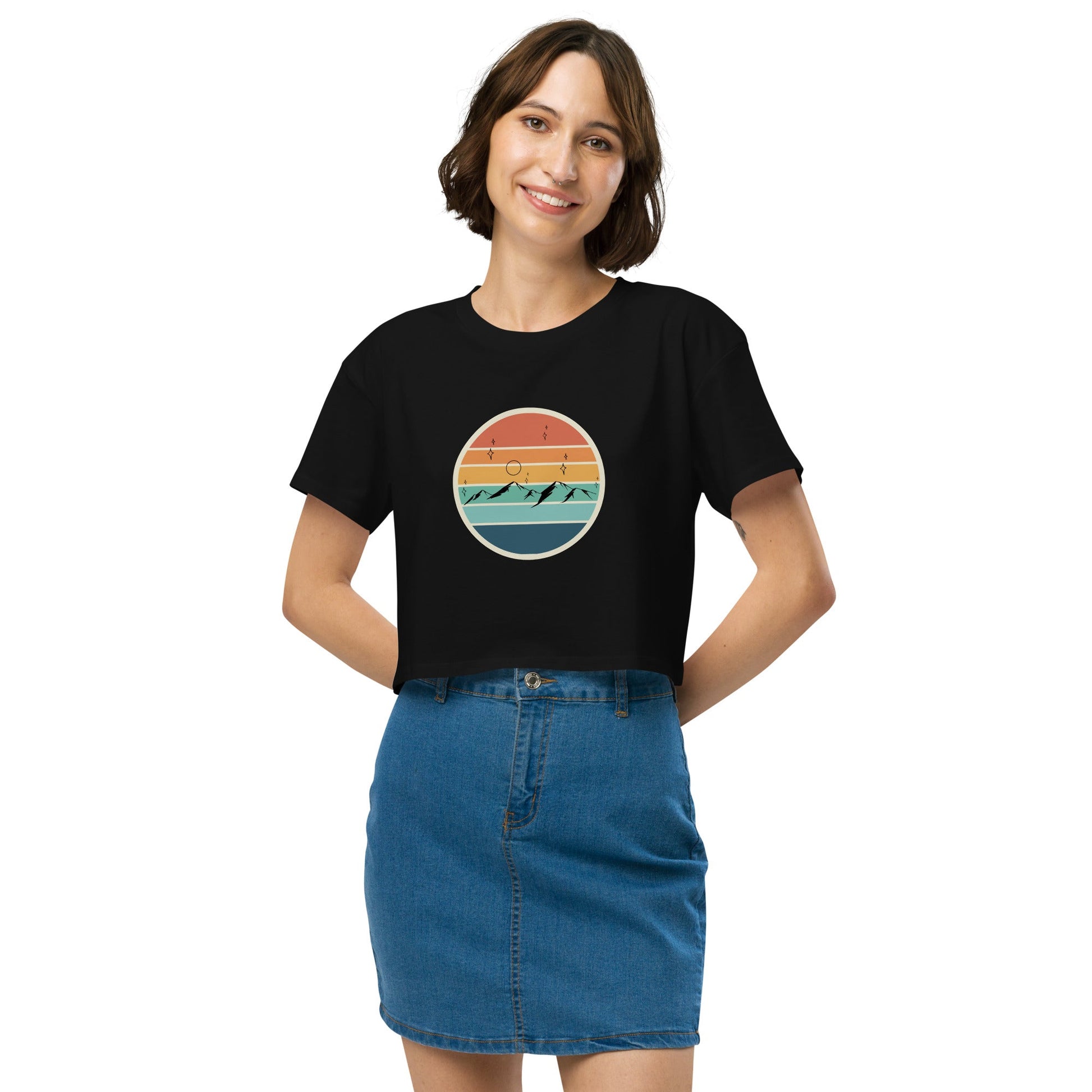 Summitline Crop Top - Left Placement product image 2 in Black, size S, with front view and left placement.