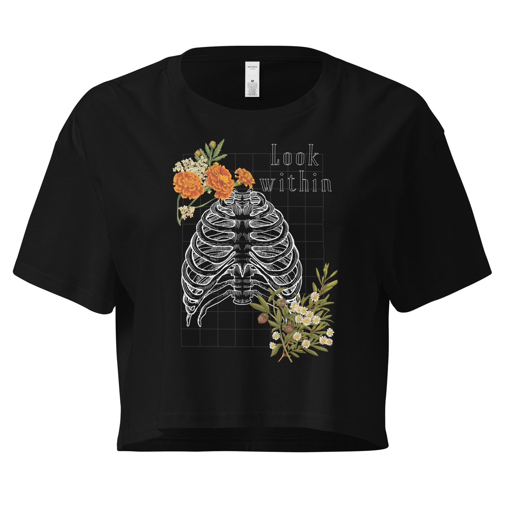 Innerline Crop Top - Left Placement product image 2 in Black, size S, with front view and left placement.