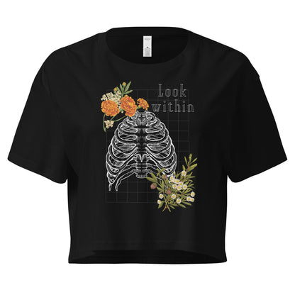 Innerline Crop Top - Left Placement product image 2 in Black, size S, with front view and left placement.