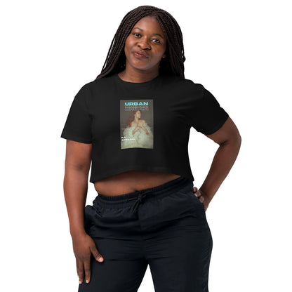 Urban Crop Top - Left Placement by R.A. Apparel, image 1, front view, Black, size XS, left placement.