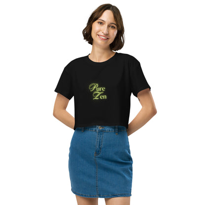 Zenline Crop Top - Left Placement by R.A. Apparel, image 1, front view, Black, size XS, left placement.