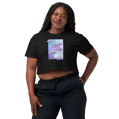 Sprinkle Theory Crop Top - Left Placement image 1 in Black, size XS, showing front view for the You're the Sprinkle to My Cupcake design.