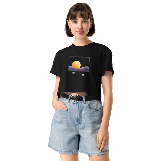 Avenor Crop Top image 1 in Black, size S, showing front view for the The View Awaits design.