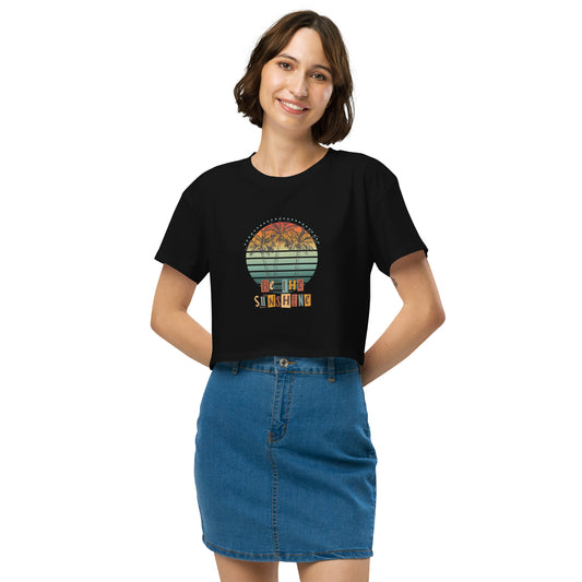 Solara Crop Top by R.A. Apparel, image 1, front view, Black, size S, design placement.